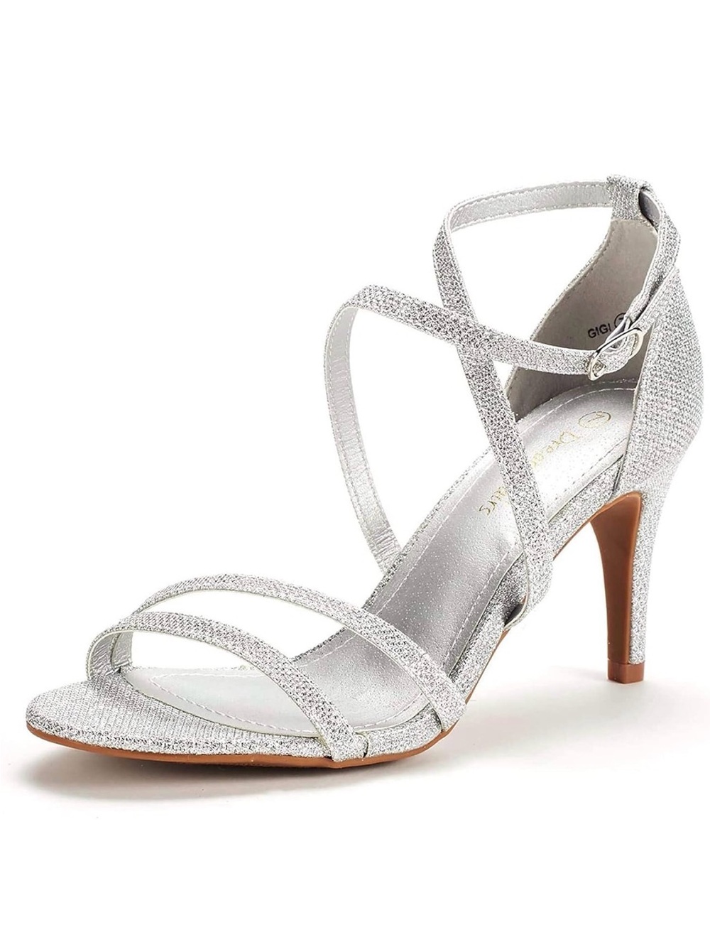 Dream Pairs Silver Glitter Strappy High Heel Sandals